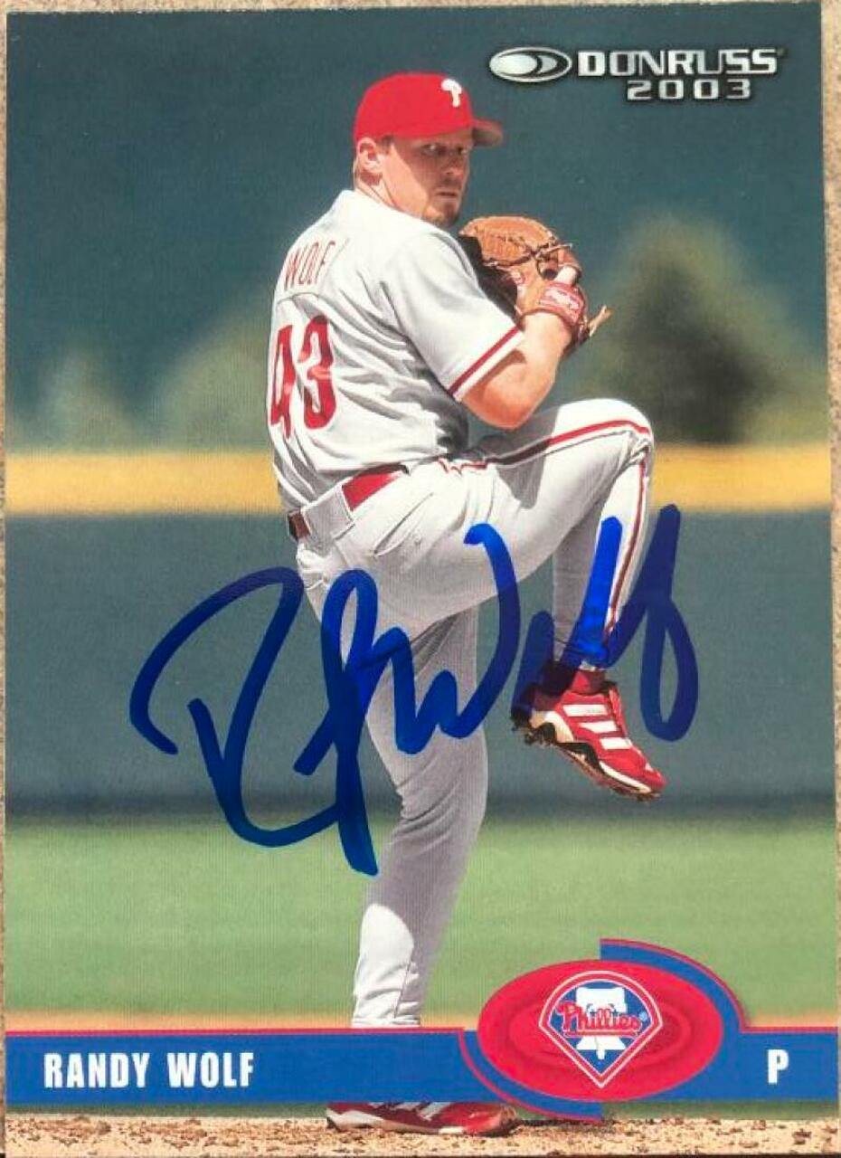 Randy Wolf Signed 2003 Donruss Baseball Card - Philadelphia Phillies - PastPros