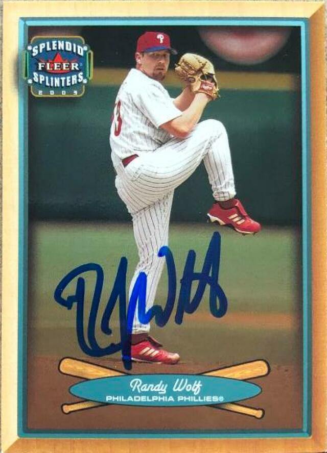 Randy Wolf Signed 2003 Fleer Splendid Splinters Baseball Card - Philadelphia Phillies - PastPros