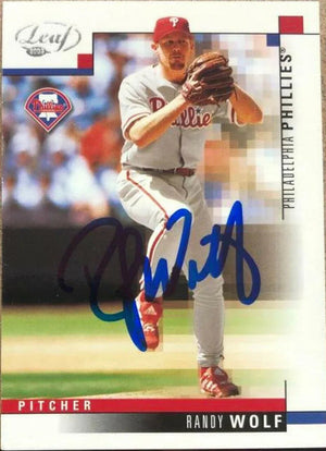 Randy Wolf Signed 2003 Leaf Baseball Card - Philadelphia Phillies