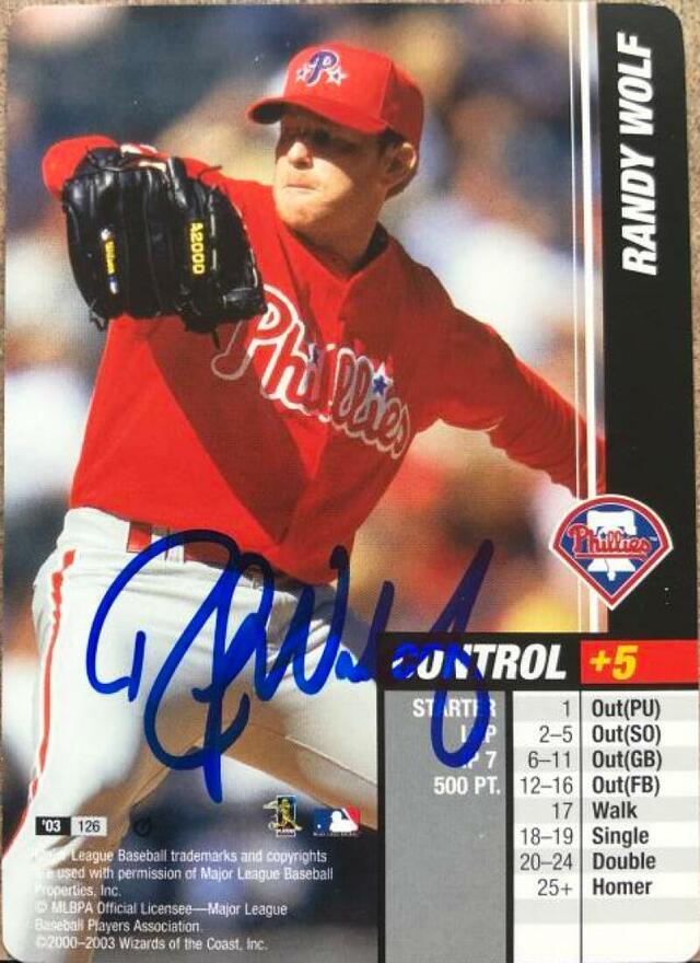 Randy Wolf Signed 2003 MLB Showdown Trading Deadline Baseball Card - Philadelphia Phillies - PastPros