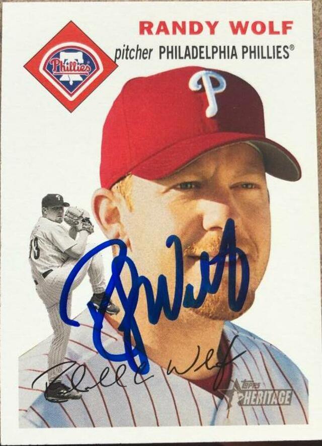 Randy Wolf Signed 2003 Topps Heritage Baseball Card - Philadelphia Phillies - PastPros