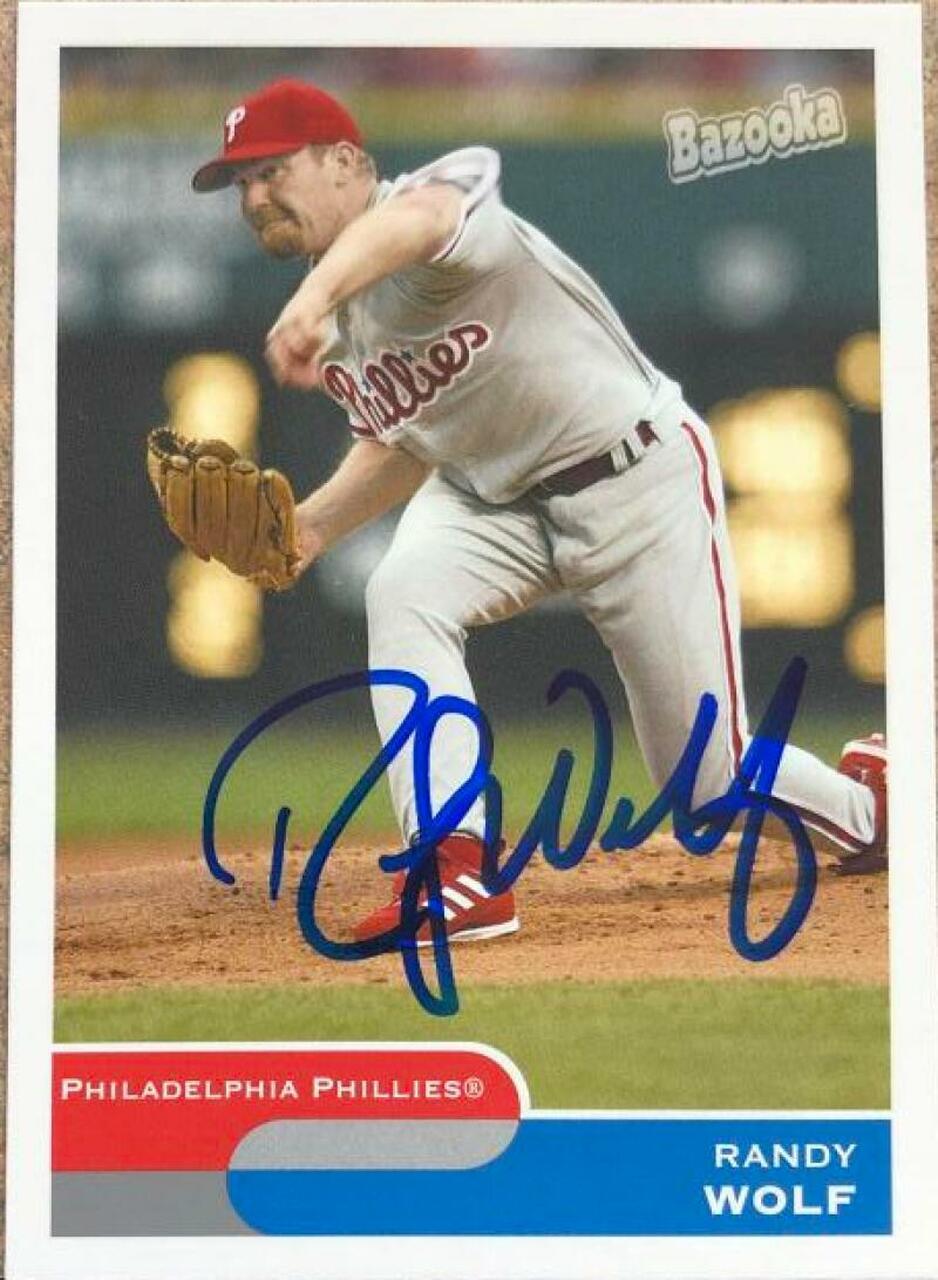 Randy Wolf Signed 2004 Bazooka Baseball Card - Philadelphia Phillies - PastPros