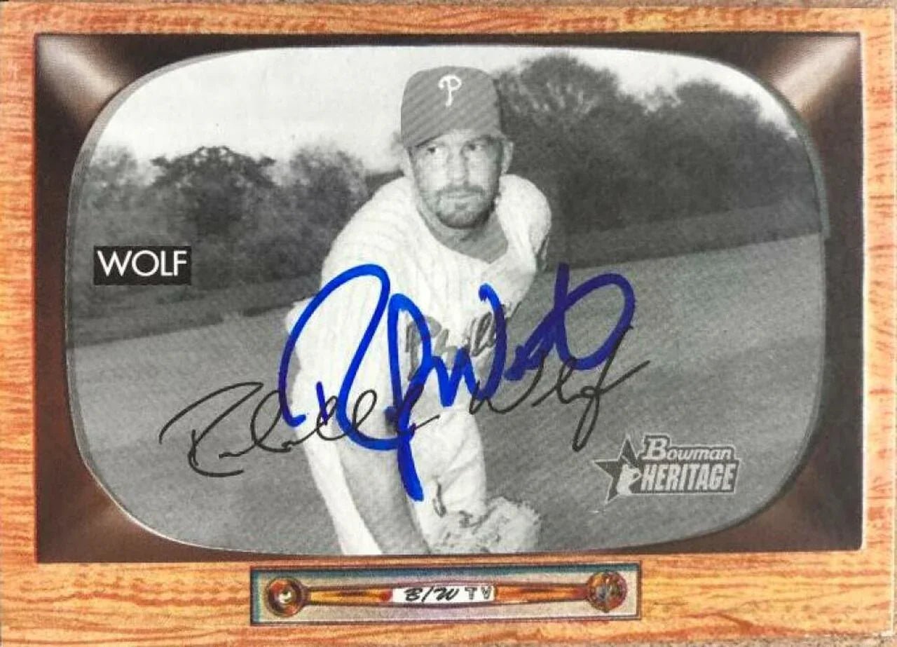 Randy Wolf Signed 2004 Bowman Heritage Black & White Baseball Card - Philadelphia Phillies