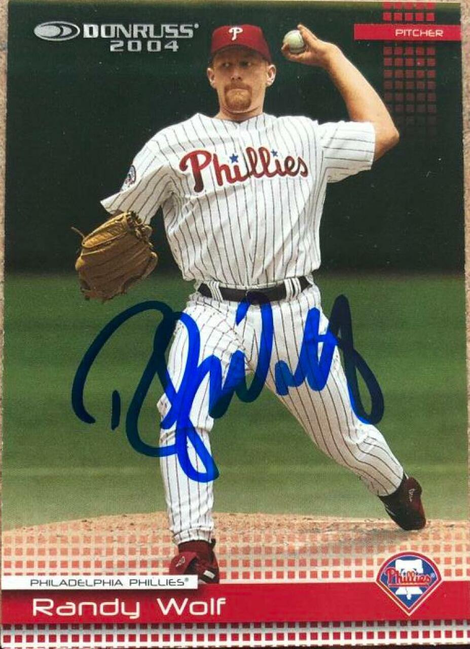 Randy Wolf Signed 2004 Donruss Baseball Card - Philadelphia Phillies - PastPros