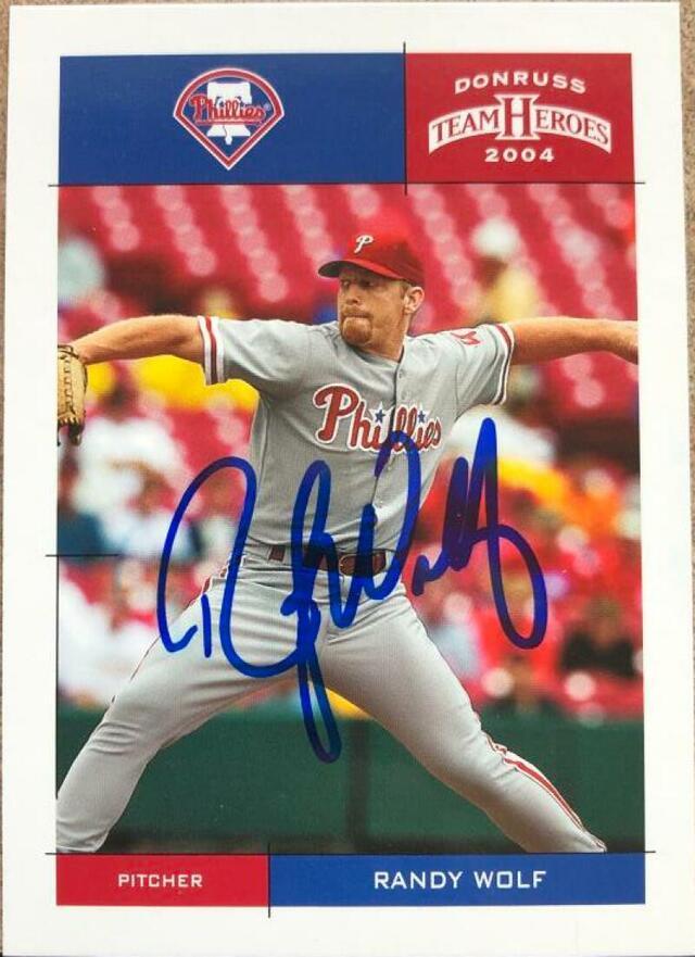 Randy Wolf Signed 2004 Donruss Team Heroes Baseball Card - Philadelphia Phillies - PastPros