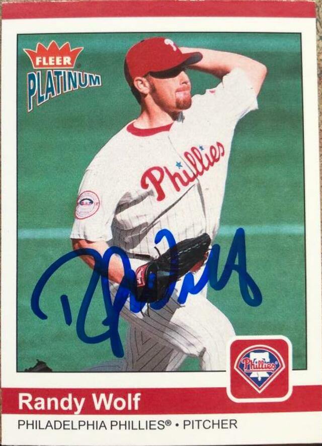 Randy Wolf Signed 2004 Fleer Platinum Baseball Card - Philadelphia Phillies - PastPros