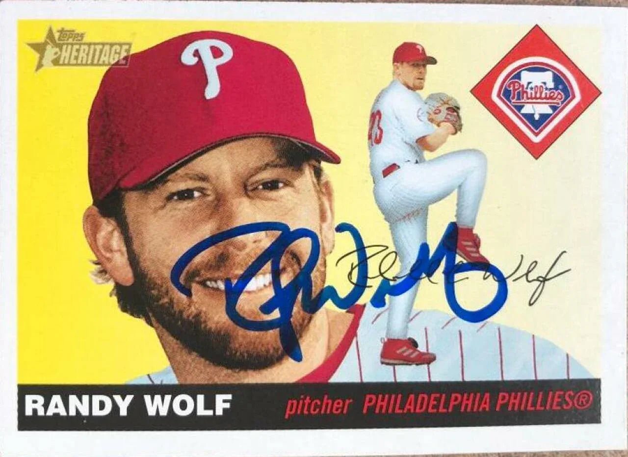 Randy Wolf Signed 2004 Topps Heritage Baseball Card - Philadelphia Phillies