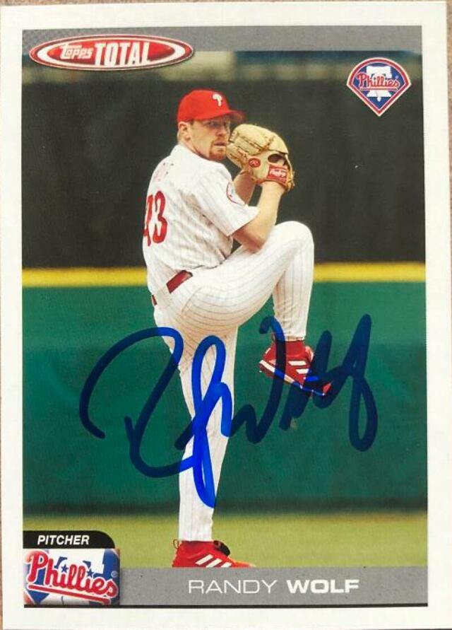 Randy Wolf Signed 2004 Topps Total Baseball Card - Philadelphia Phillies - PastPros