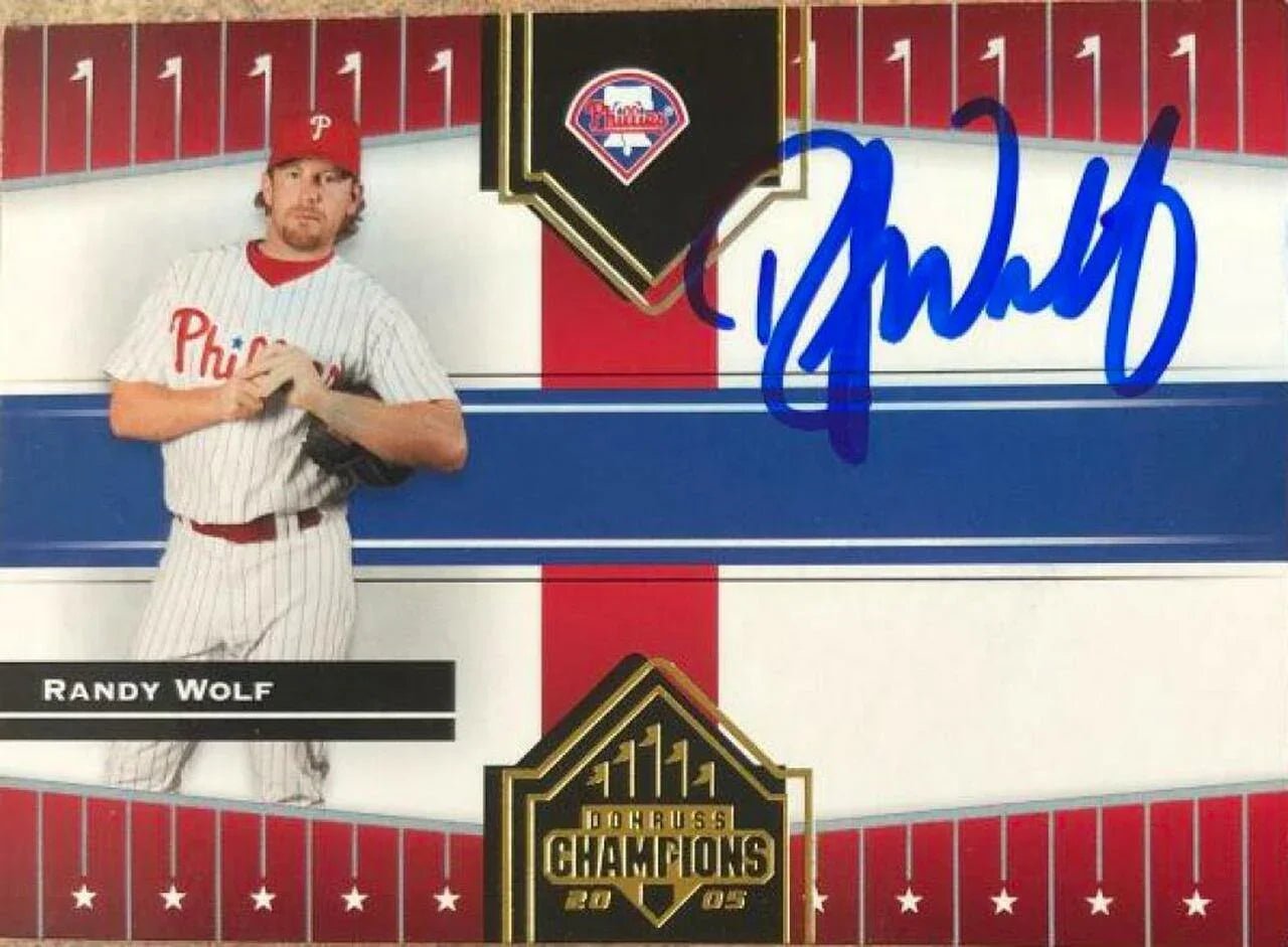 Randy Wolf Signed 2005 Donruss Champions Baseball Card - Philadelphia Phillies