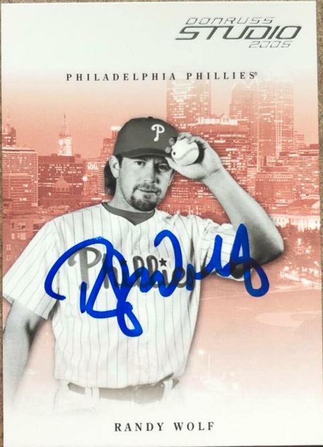 Randy Wolf Signed 2005 Donruss Studio Baseball Card - Philadelphia Phillies - PastPros