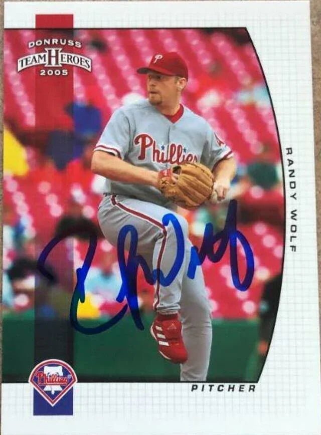 Randy Wolf Signed 2005 Donruss Team Heroes Baseball Card - Philadelphia Phillies