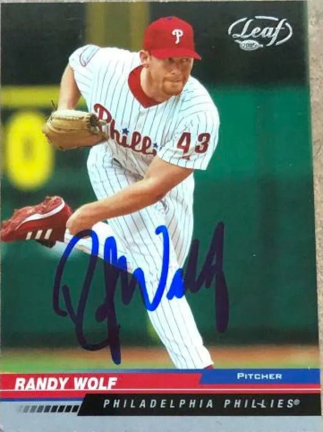 Randy Wolf Signed 2005 Leaf Baseball Card - Philadelphia Phillies