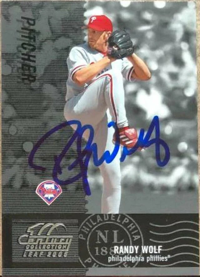 Randy Wolf Signed 2005 Leaf Century Baseball Card - Philadelphia Phillies
