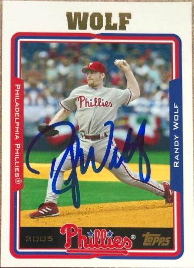 Randy Wolf Signed 2005 Topps Baseball Card - Philadelphia Phillies - PastPros