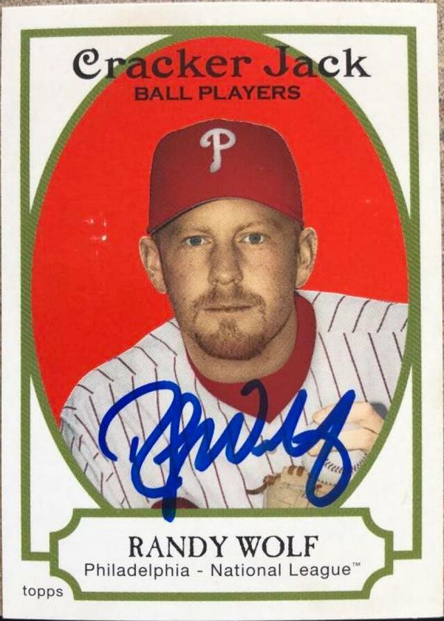 Randy Wolf Signed 2005 Topps Cracker Jack Baseball Card - Philadelphia Phillies - PastPros