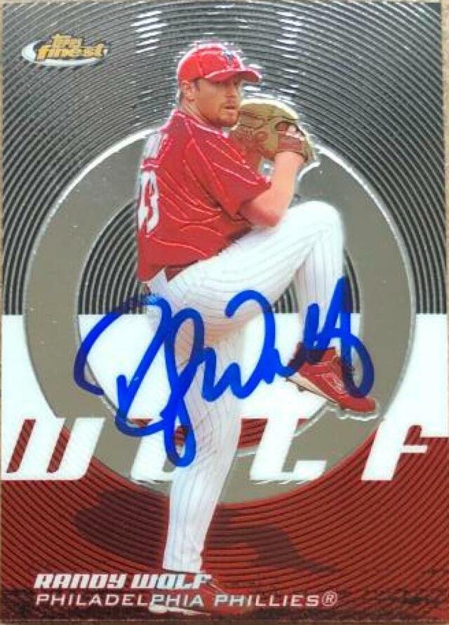 Randy Wolf Signed 2005 Topps Finest Baseball Card - Philadelphia Phillies - PastPros