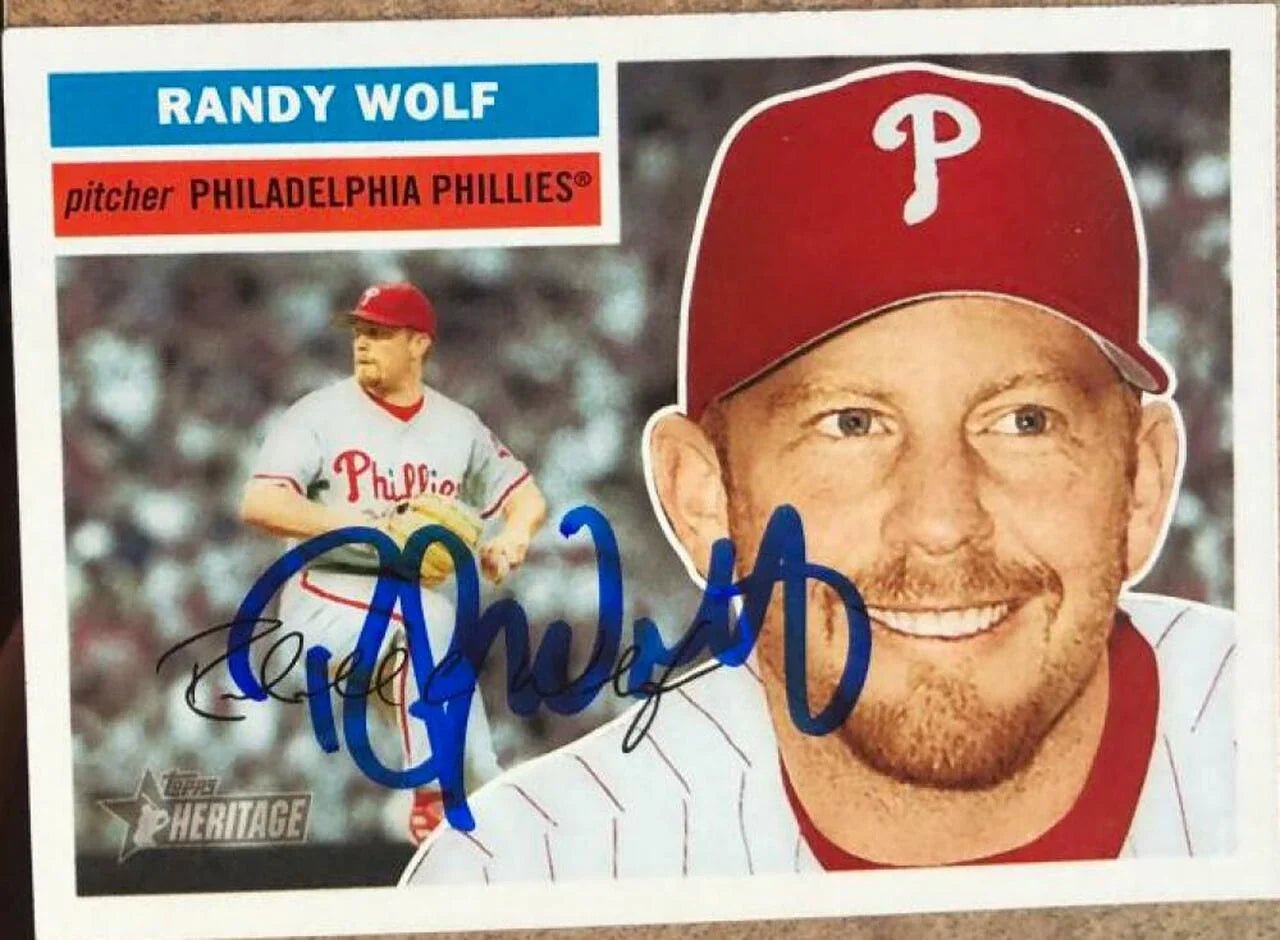Randy Wolf Signed 2005 Topps Heritage Baseball Card - Philadelphia Phillies