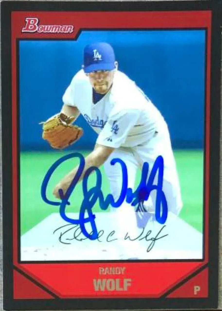 Randy Wolf Signed 2007 Bowman Baseball Card - Los Angeles Dodgers