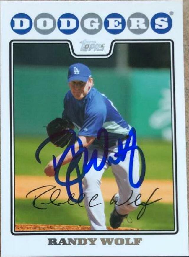 Randy Wolf Signed 2008 Topps Baseball Card - Los Angeles Dodgers - PastPros