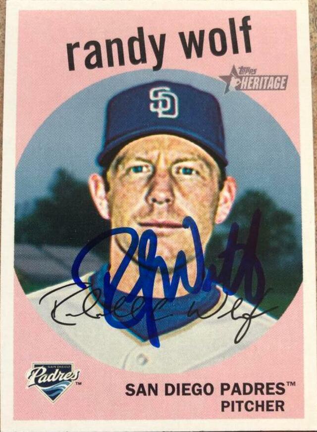 Randy Wolf Signed 2008 Topps Heritage Baseball Card - San Diego Padres - PastPros