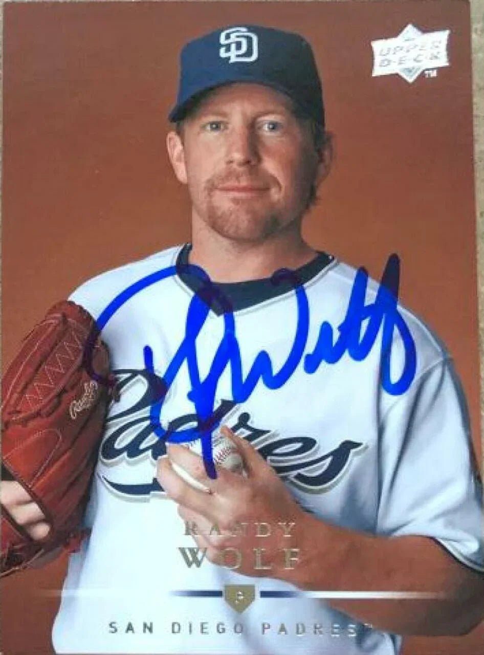Randy Wolf Signed 2008 Upper Deck Baseball Card - San Diego Padres