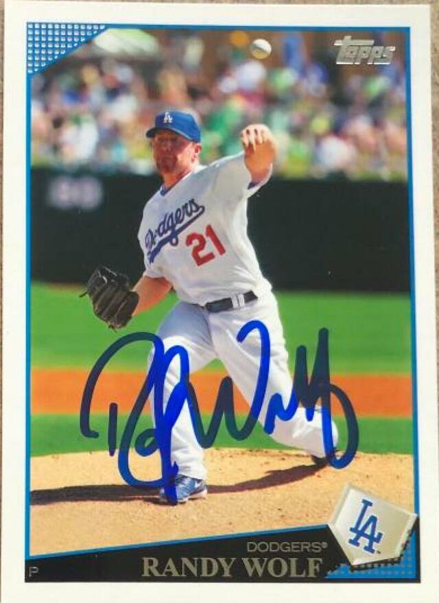 Randy Wolf Signed 2009 Topps Baseball Card - Los Angeles Dodgers - PastPros