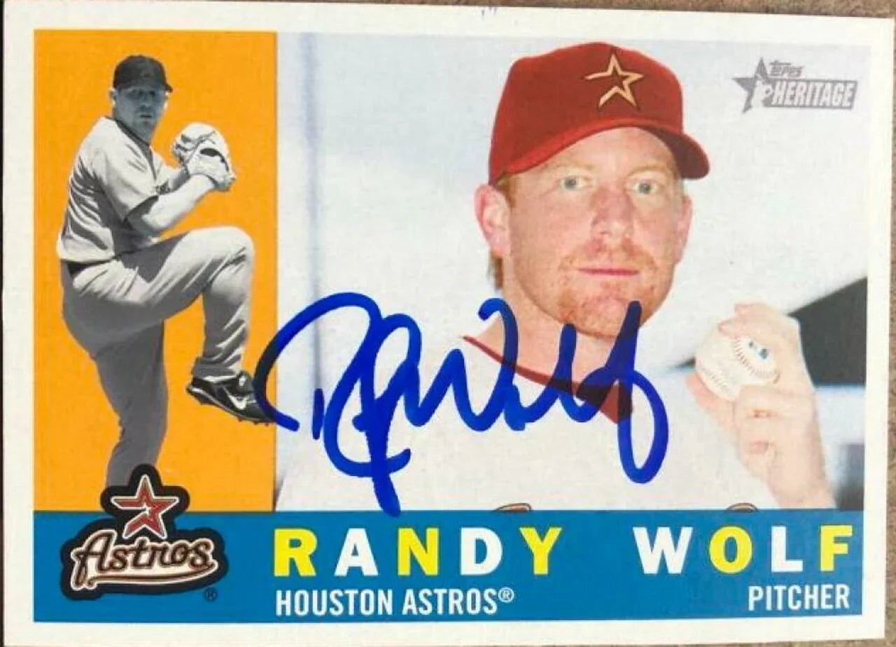 Randy Wolf Signed 2009 Topps Heritage Baseball Card - Houston Astros
