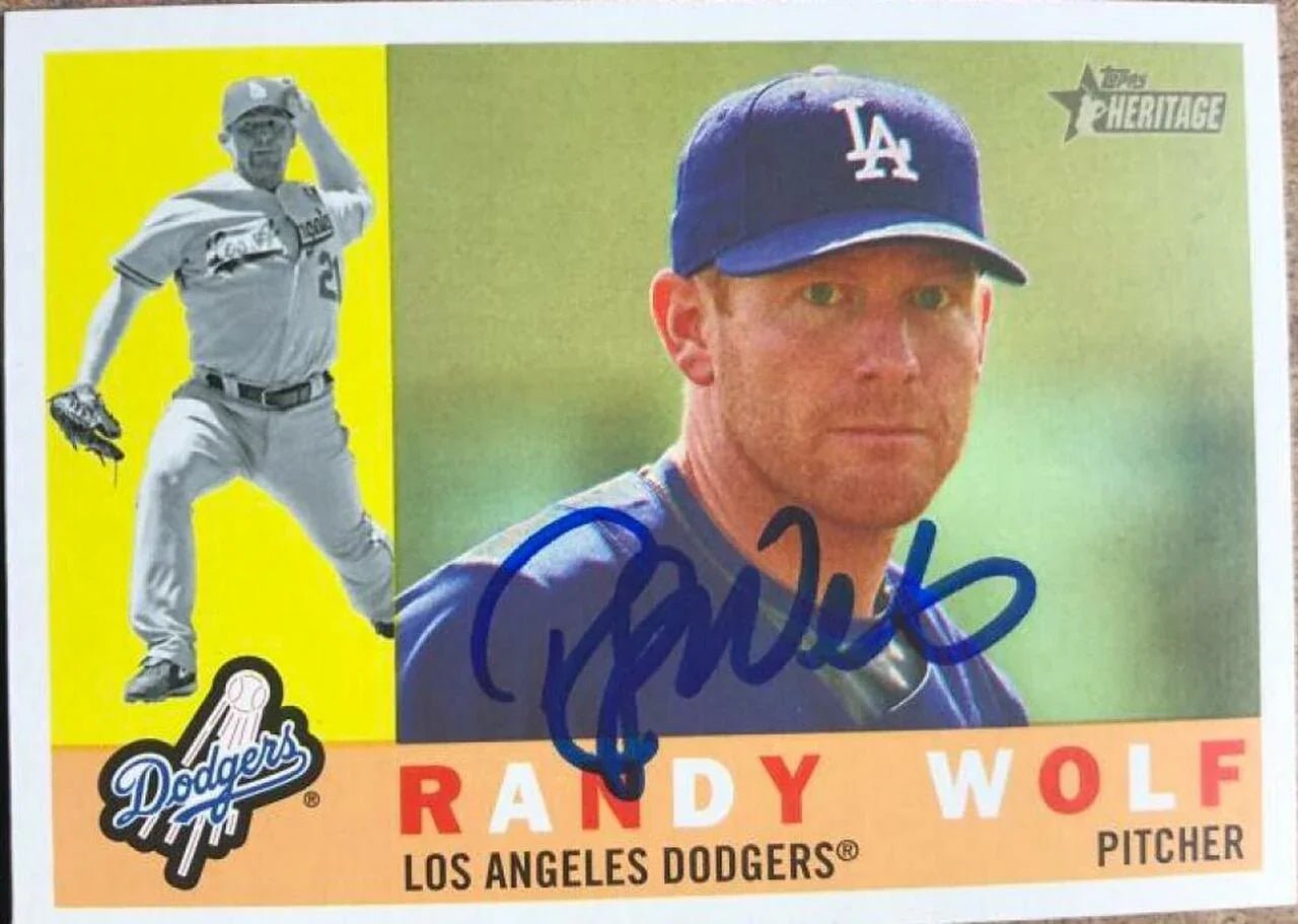 Randy Wolf Signed 2009 Topps Heritage Baseball Card - Los Angeles Dodgers
