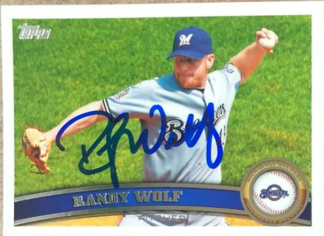 Randy Wolf Signed 2011 Topps Baseball Card - Milwaukee Brewers