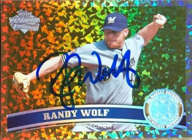 Randy Wolf Signed 2011 Topps Diamond Anniversary Cognac Baseball Card - Milwaukee Brewers