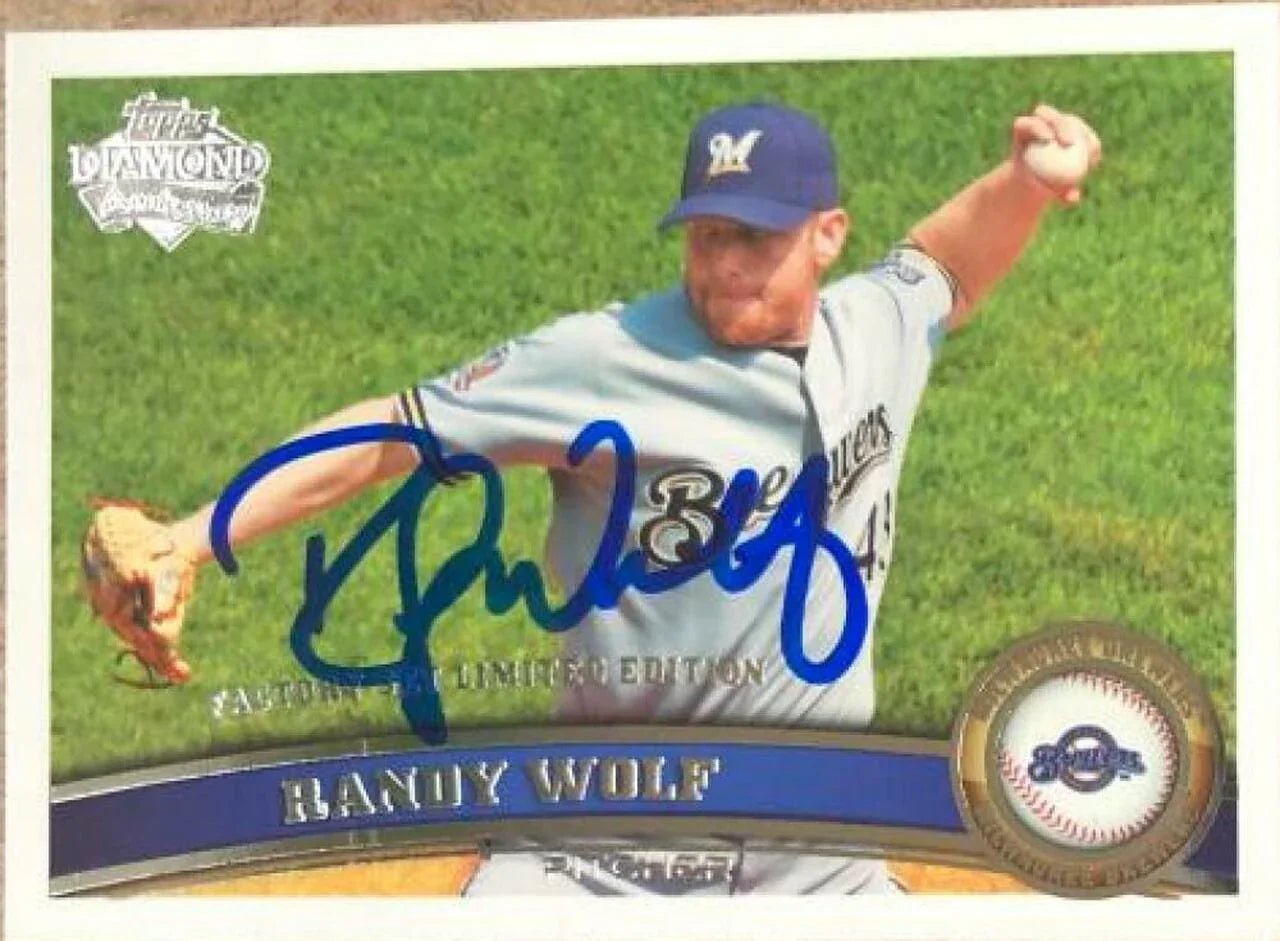 Randy Wolf Signed 2011 Topps Diamond Anniversary Factory Set Baseball Card - Milwaukee Brewers