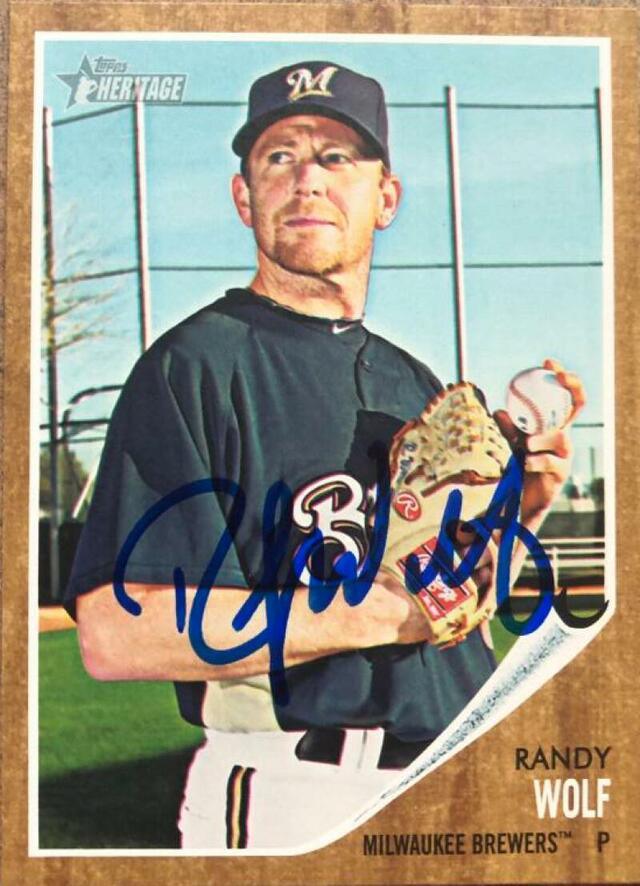 Randy Wolf Signed 2011 Topps Heritage Baseball Card - Milwaukee Brewers - PastPros