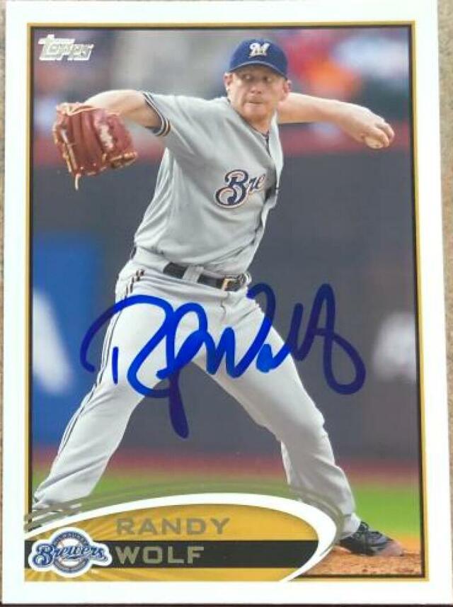 Randy Wolf Signed 2012 Topps Baseball Card - Milwaukee Brewers - PastPros