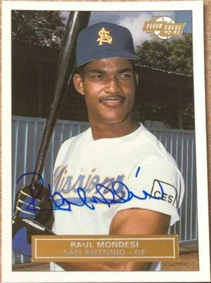 Raul Mondesi Signed 1992-93 Fleer Excel Baseball Card - San Antonio Missions