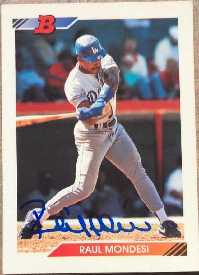 Raul Mondesi Signed 1992 Bowman Baseball Card - Los Angeles Dodgers - PastPros