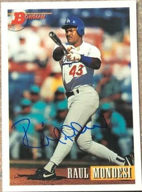 Raul Mondesi Signed 1993 Bowman Baseball Card - Los Angeles Dodgers