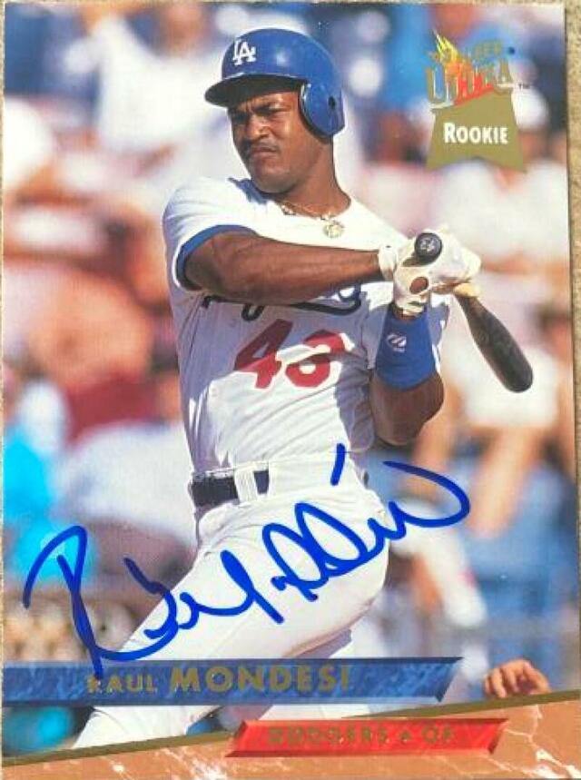 Raul Mondesi Signed 1993 Fleer Ultra Baseball Card - Los Angeles Dodgers - PastPros