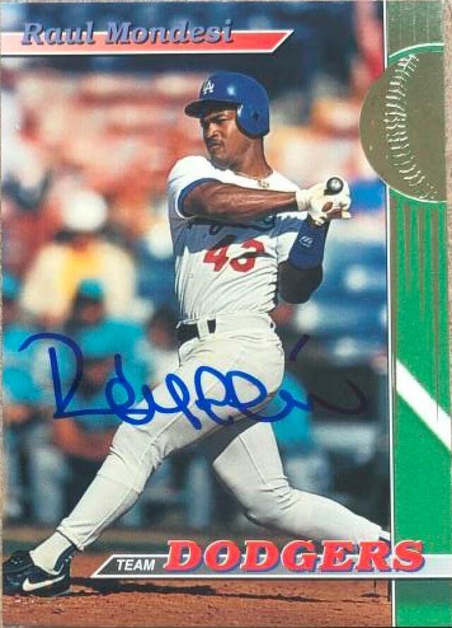 Raul Mondesi Signed 1993 Stadium Club Baseball Card - Los Angeles Dodgers - PastPros