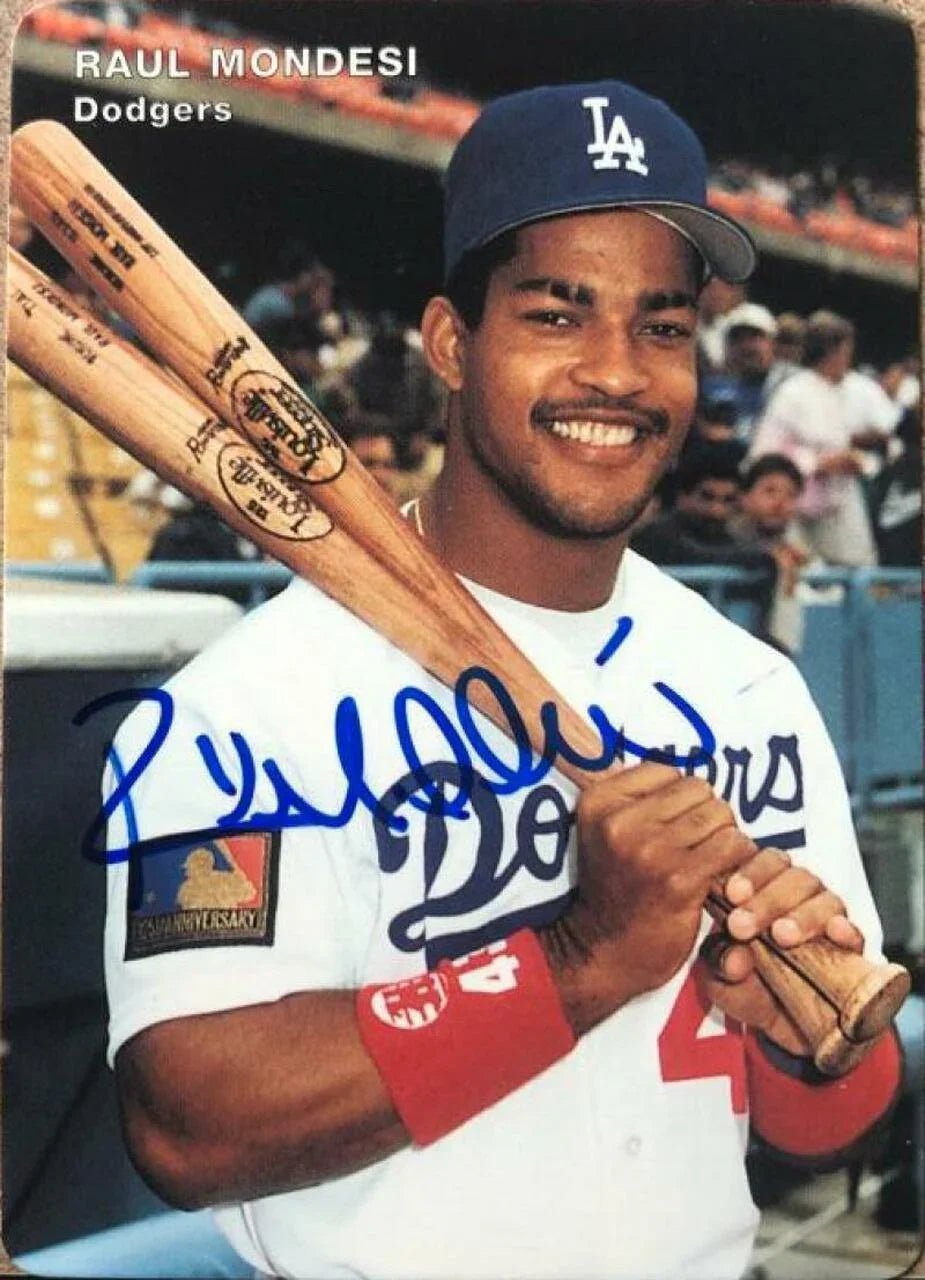 Raul Mondesi Signed 1994 Mother's Cookies Baseball Card - Los Angeles Dodgers