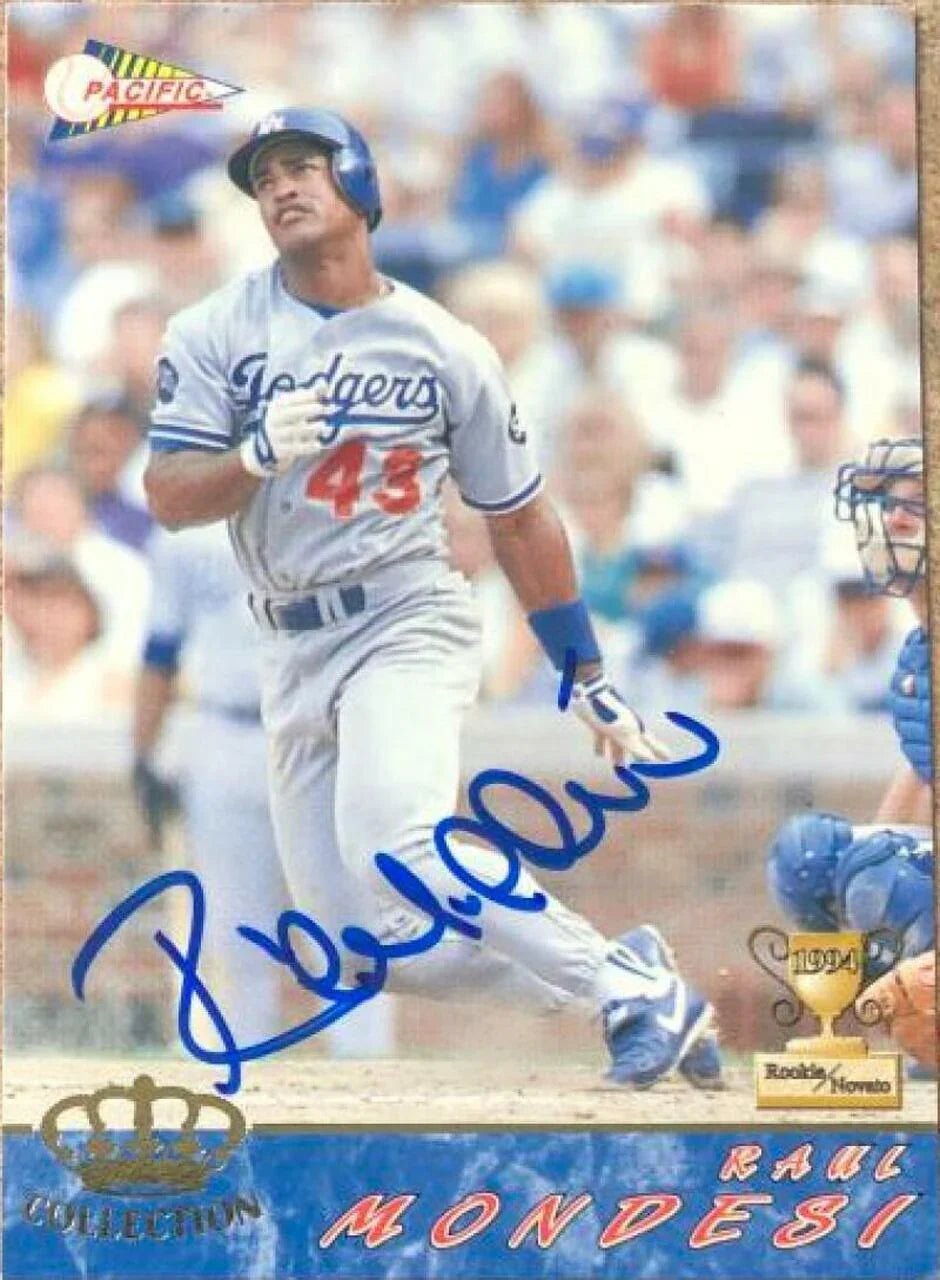 Raul Mondesi Signed 1994 Pacific Crown Baseball Card - Los Angeles Dodgers