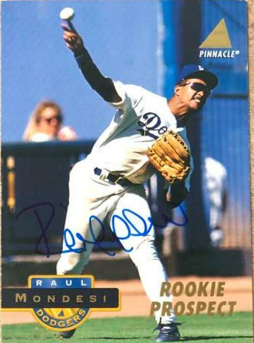 Raul Mondesi Signed 1994 Pinnacle Baseball Card - Los Angeles Dodgers - PastPros