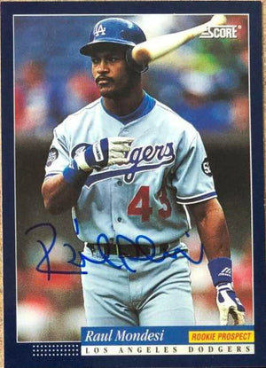 Raul Mondesi Signed 1994 Score Baseball Card - Los Angeles Dodgers - PastPros