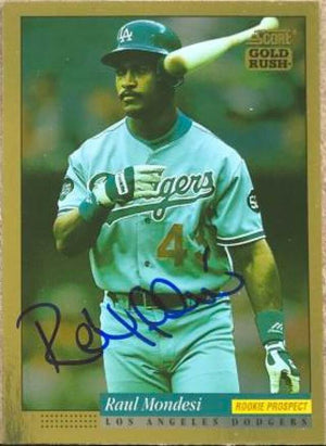 Raul Mondesi Signed 1994 Score Gold Rush Baseball Card - Los Angeles Dodgers - PastPros