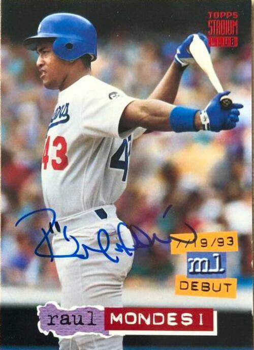 Raul Mondesi Signed 1994 Stadium Club Baseball Card - Los Angeles Dodgers - PastPros