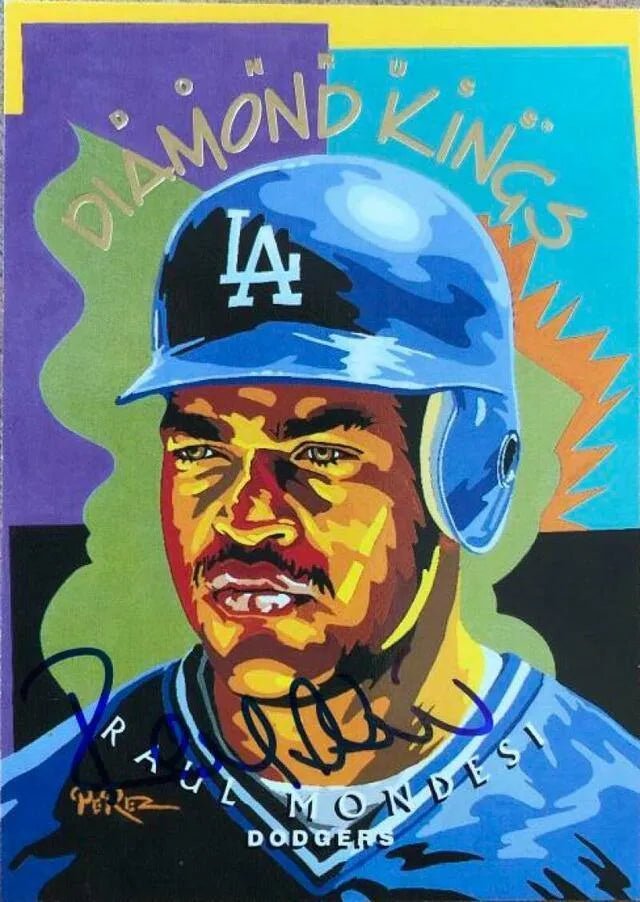 Raul Mondesi Signed 1995 Donruss Diamond Kings Baseball Card - Los Angeles Dodgers