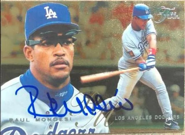 Raul Mondesi Signed 1995 Flair Baseball Card - Los Angeles Dodgers