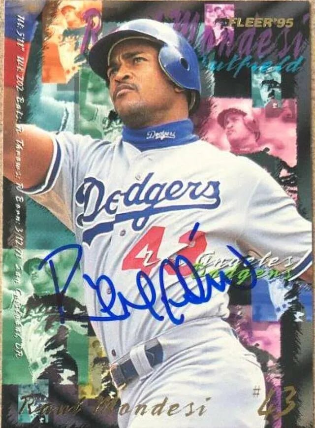 Raul Mondesi Signed 1995 Fleer Baseball Card - Los Angeles Dodgers