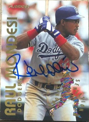 Raul Mondesi Signed 1995 Fleer Rookie Sensations Baseball Card - Los Angeles Dodgers