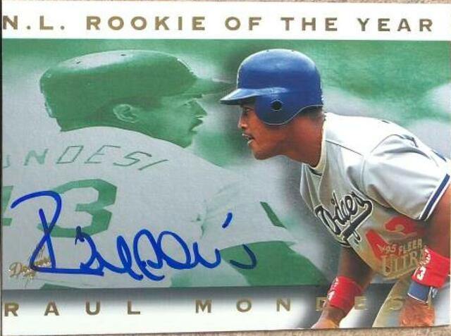 Raul Mondesi Signed 1995 Fleer Ultra Award Winners Baseball Card - Los Angeles Dodgers - PastPros