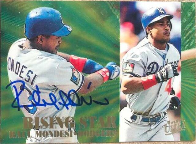 Raul Mondesi Signed 1995 Fleer Ultra Rising Stars Baseball Card - Los Angeles Dodgers - PastPros